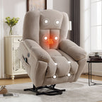 Fauteuil inclinable électrique pour personnes âgées avec chauffage, massage, port USB, poches latérales et tissu résistant