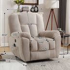 Fauteuil inclinable électrique pour personnes âgées avec chauffage, massage, port USB, poches latérales et tissu résistant