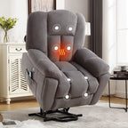 Fauteuil inclinable électrique pour personnes âgées avec chauffage, massage, port USB, poches latérales et tissu résistant