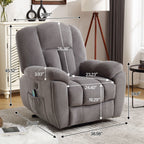 Fauteuil inclinable électrique pour personnes âgées avec chauffage, massage, port USB, poches latérales et tissu résistant