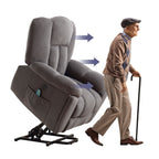 Fauteuil inclinable électrique pour personnes âgées avec chauffage, massage, port USB, poches latérales et tissu résistant