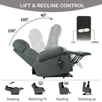 Fauteuil inclinable électrique pour personnes âgées avec télécommande, poche latérale, support ergonomique et siège spacieux