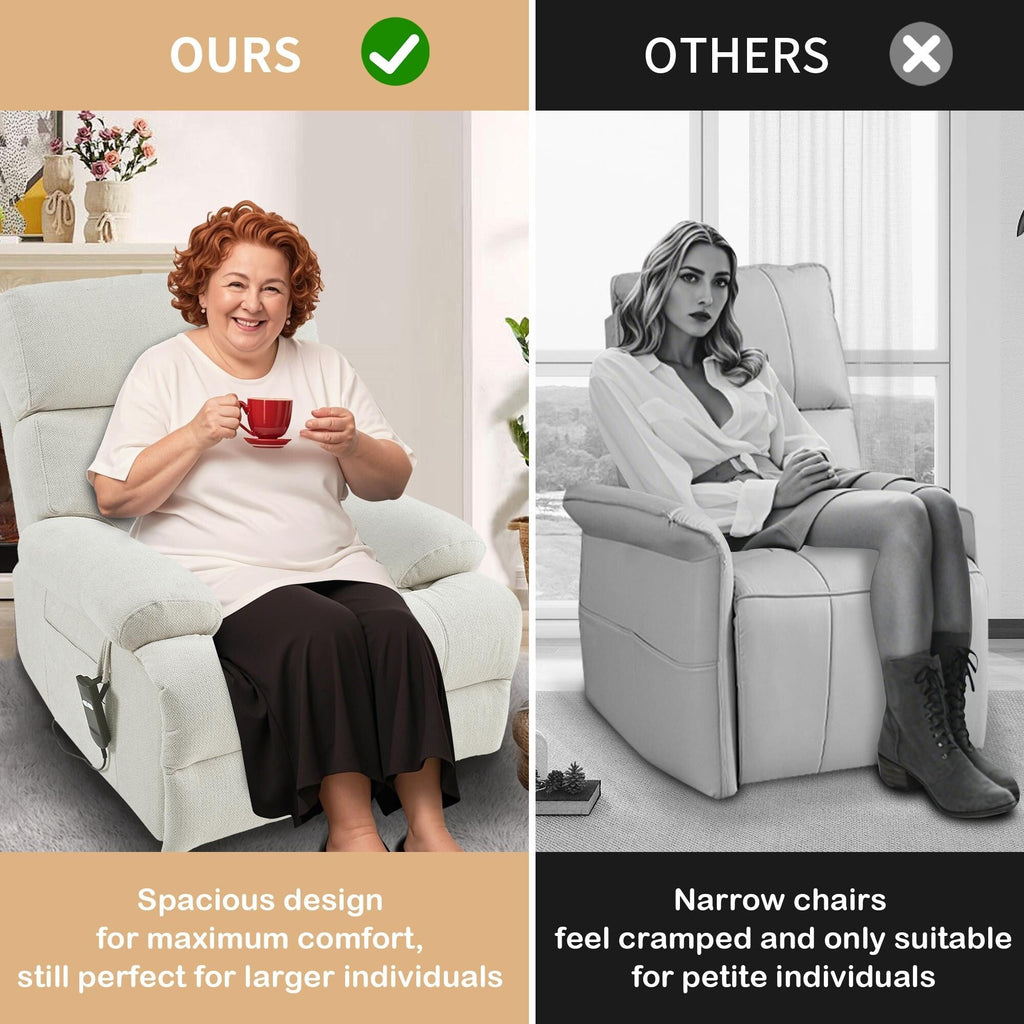 Fauteuil inclinable électrique pour personnes âgées avec télécommande, poche latérale, support ergonomique et siège spacieux