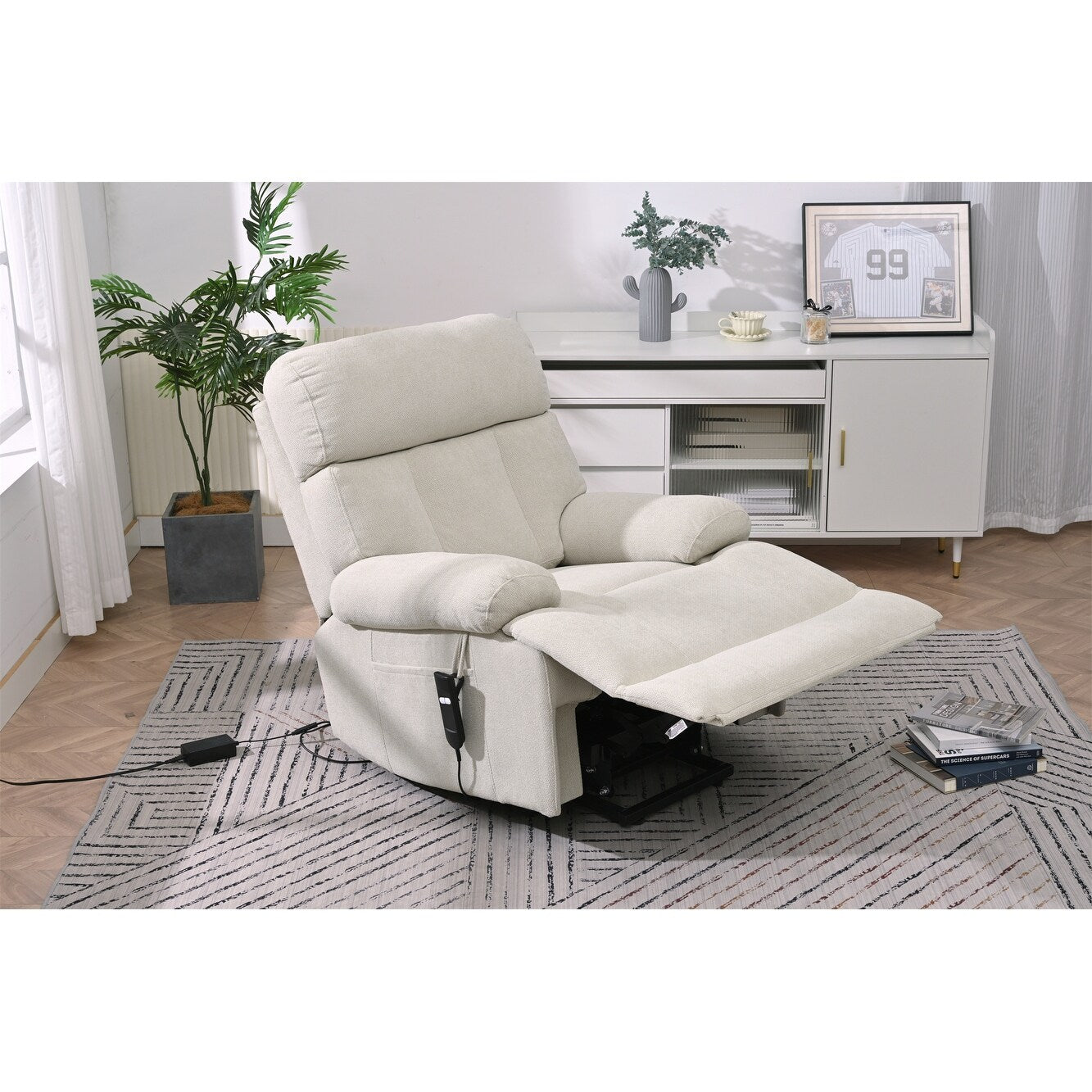 Fauteuil inclinable électrique pour personnes âgées avec télécommande, poche latérale, support ergonomique et siège spacieux
