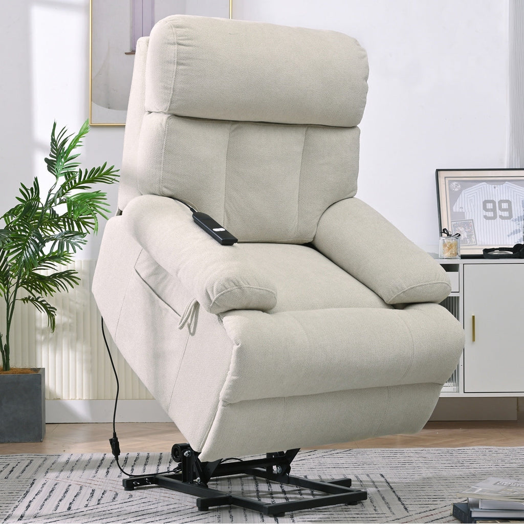 Fauteuil inclinable électrique pour personnes âgées avec télécommande, poche latérale, support ergonomique et siège spacieux