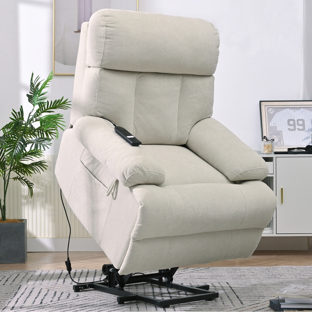 Fauteuil inclinable électrique pour personnes âgées avec télécommande, poche latérale, support ergonomique et siège spacieux