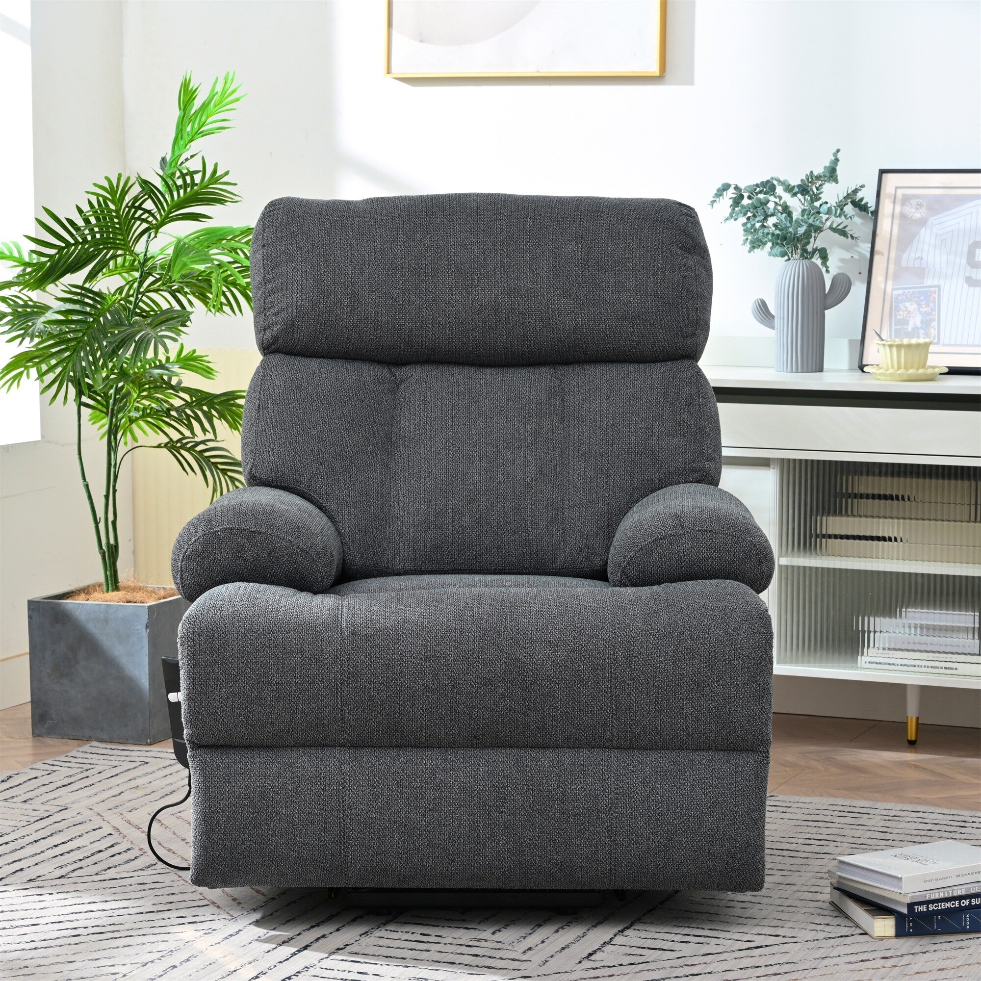 Fauteuil inclinable électrique pour personnes âgées avec télécommande, poche latérale, support ergonomique et siège spacieux