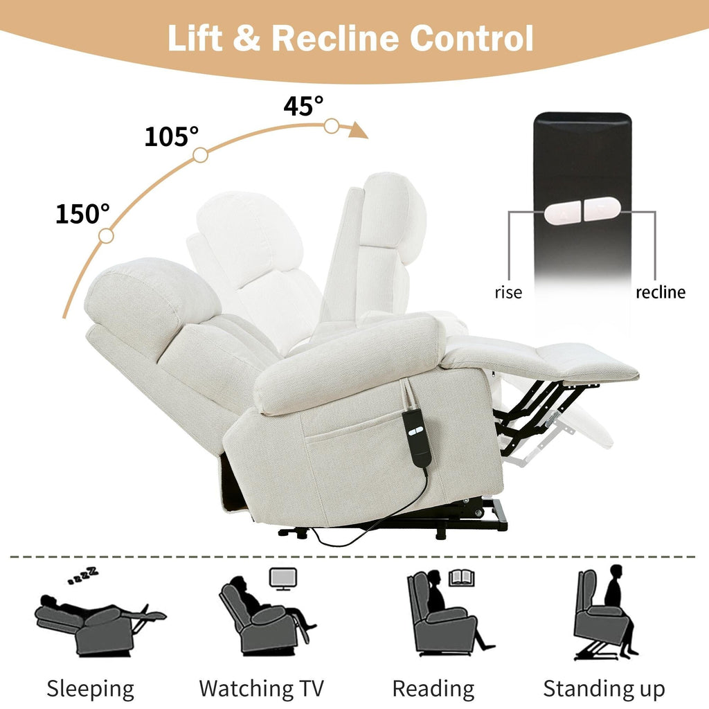 Fauteuil inclinable électrique pour personnes âgées avec télécommande, poche latérale, support ergonomique et siège spacieux