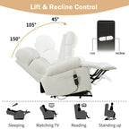 Fauteuil inclinable électrique pour personnes âgées avec télécommande, poche latérale, support ergonomique et siège spacieux