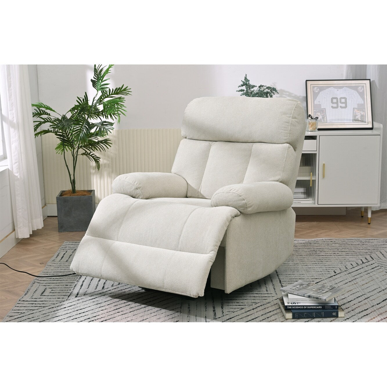 Fauteuil inclinable électrique pour personnes âgées avec télécommande, poche latérale, support ergonomique et siège spacieux
