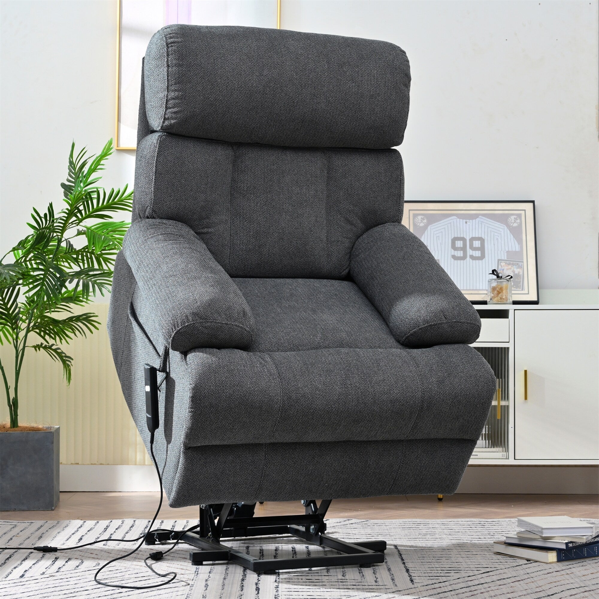 Fauteuil inclinable électrique pour personnes âgées avec télécommande, poche latérale, support ergonomique et siège spacieux