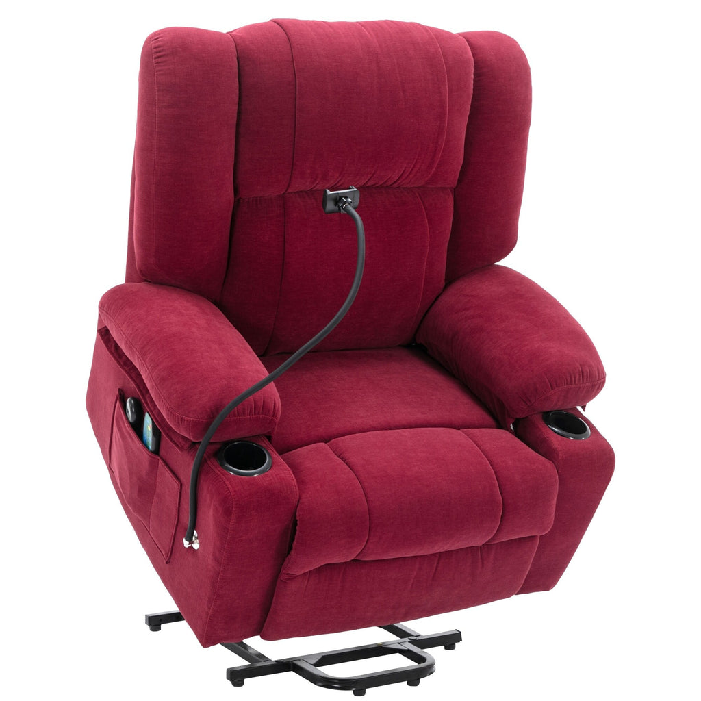 Fauteuil inclinable électrique avec massage, chauffage, porte-gobelets et support de téléphone pivotant à 360°, options d'inclinaison réglables
