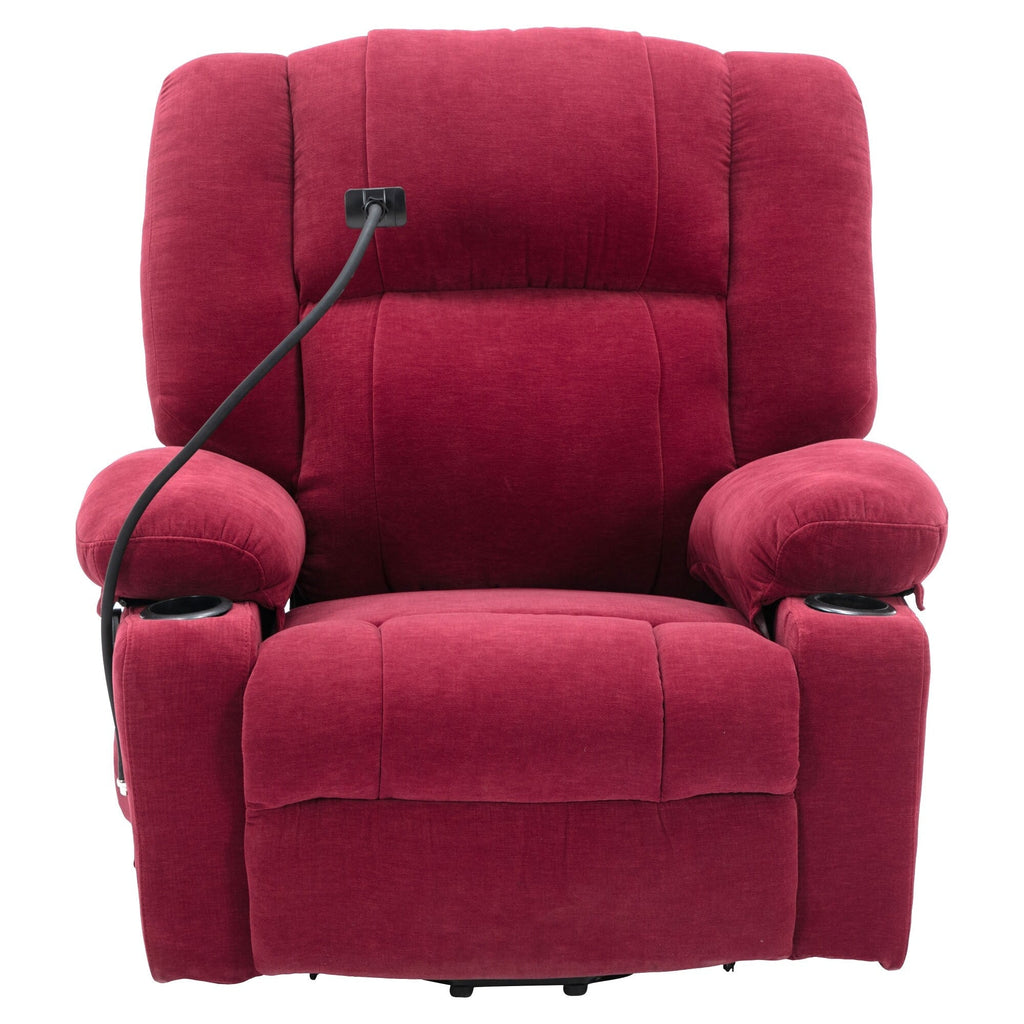 Fauteuil inclinable électrique avec massage, chauffage, porte-gobelets et support de téléphone pivotant à 360°, inclinaison réglable