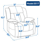 Fauteuil inclinable électrique avec massage ciblé, chauffage lombaire, double chargement USB et porte-gobelets en acier inoxydable