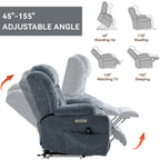 Fauteuil inclinable électrique avec massage ciblé, chauffage lombaire, double chargement USB et porte-gobelets en acier inoxydable