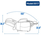 Fauteuil inclinable électrique avec massage ciblé, chauffage lombaire, double chargement USB et porte-gobelets en acier inoxydable
