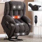Fauteuil inclinable électrique avec massage ciblé, chauffage lombaire, double chargement USB et porte-gobelets en acier inoxydable