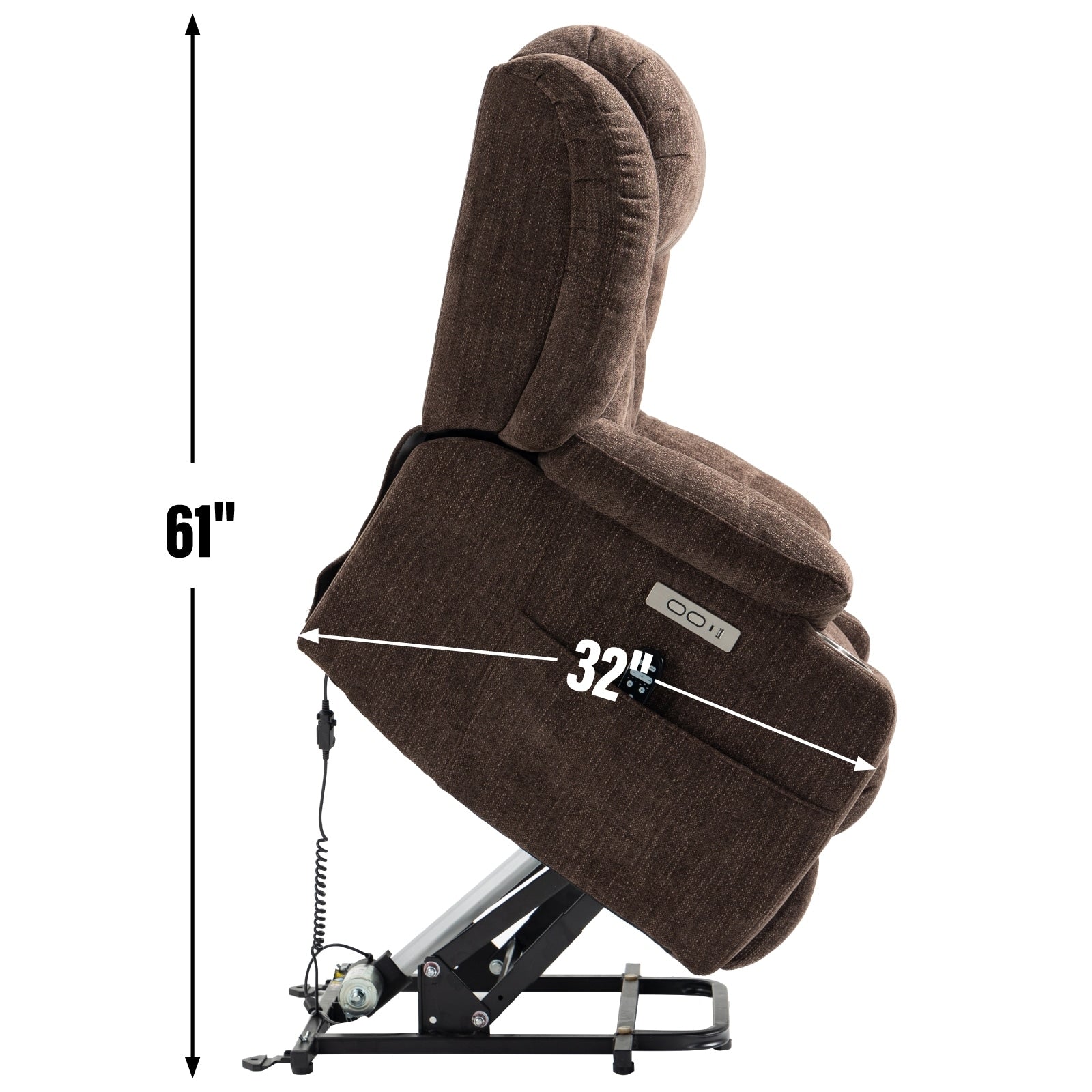 Fauteuil inclinable électrique avec massage ciblé, chauffage lombaire, double chargement USB et porte-gobelets en acier inoxydable