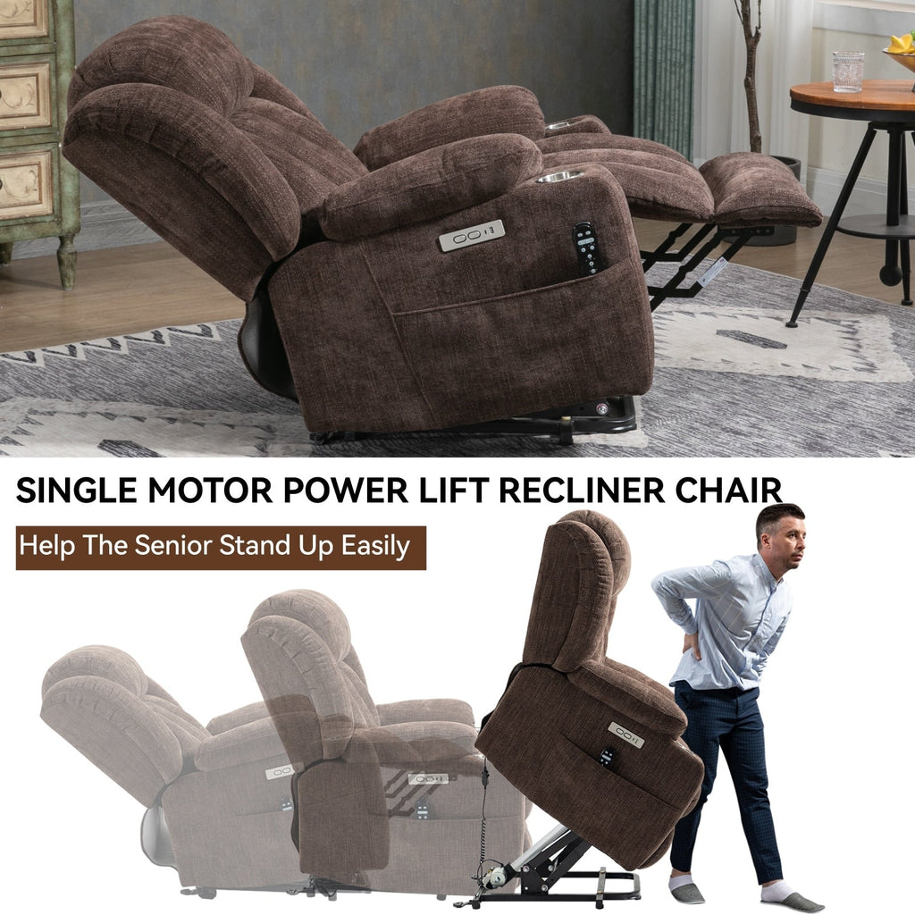 Fauteuil inclinable électrique avec massage ciblé, chauffage lombaire, double chargement USB et porte-gobelets en acier inoxydable