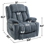 Fauteuil inclinable électrique avec massage ciblé, chauffage lombaire, double chargement USB et porte-gobelets en acier inoxydable
