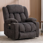 Fauteuil inclinable électrique avec massage ciblé, chauffage lombaire, double chargement USB et porte-gobelets en acier inoxydable