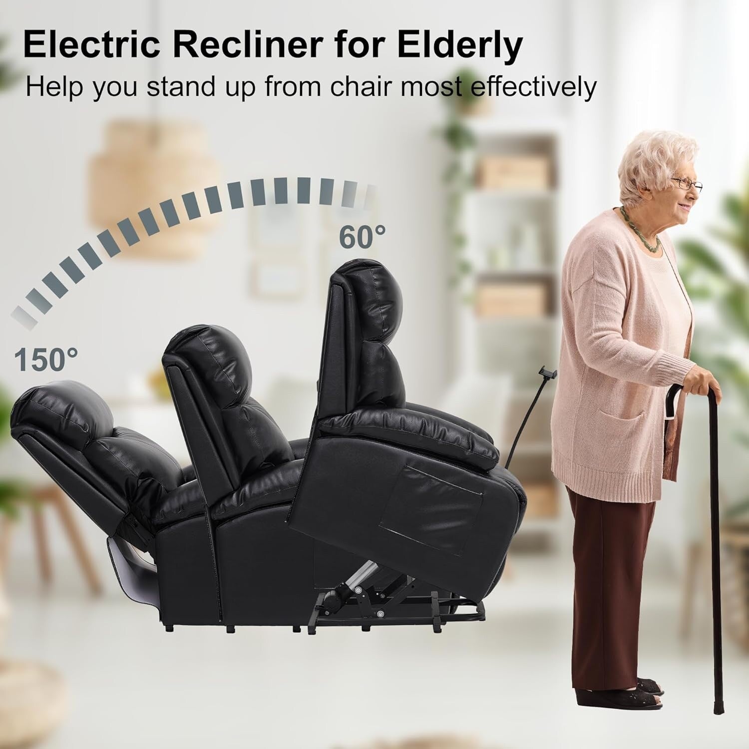 Fauteuil inclinable électrique avec releveur et tissu imperméable