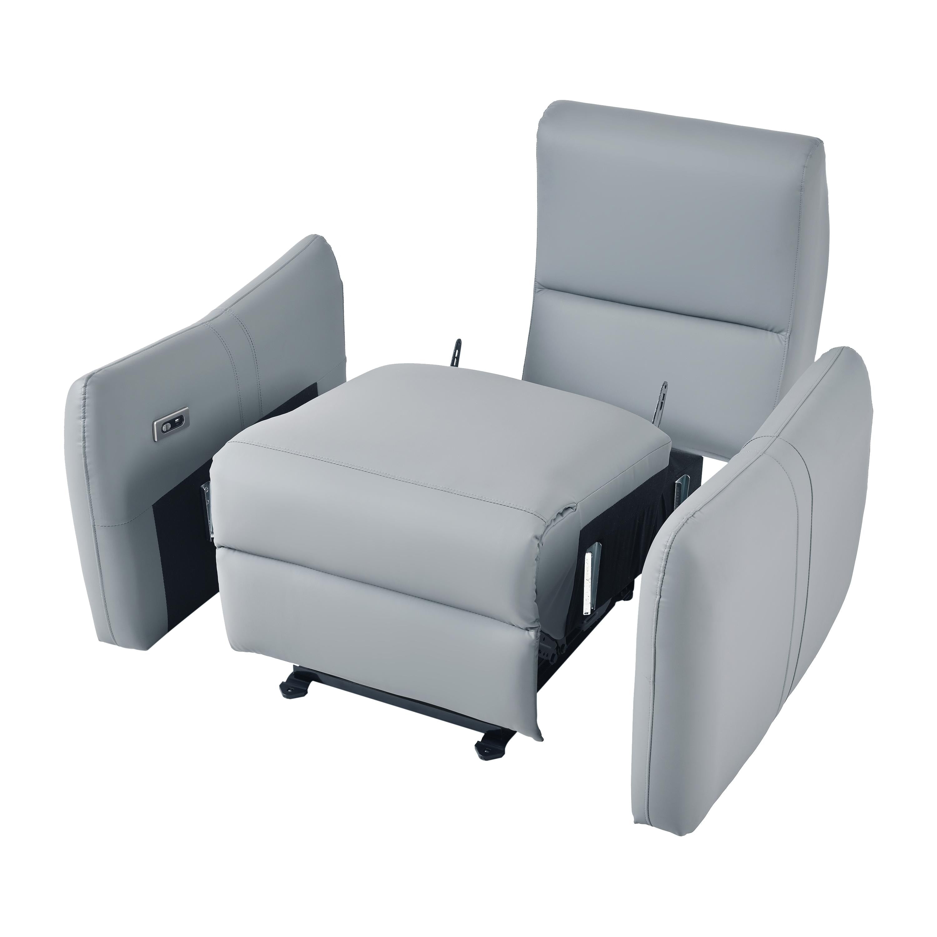 Fauteuil inclinable électrique en cuir synthétique avec ports USB et Type-C, capacité de charge de 150 kg, confortable pour les petits espaces