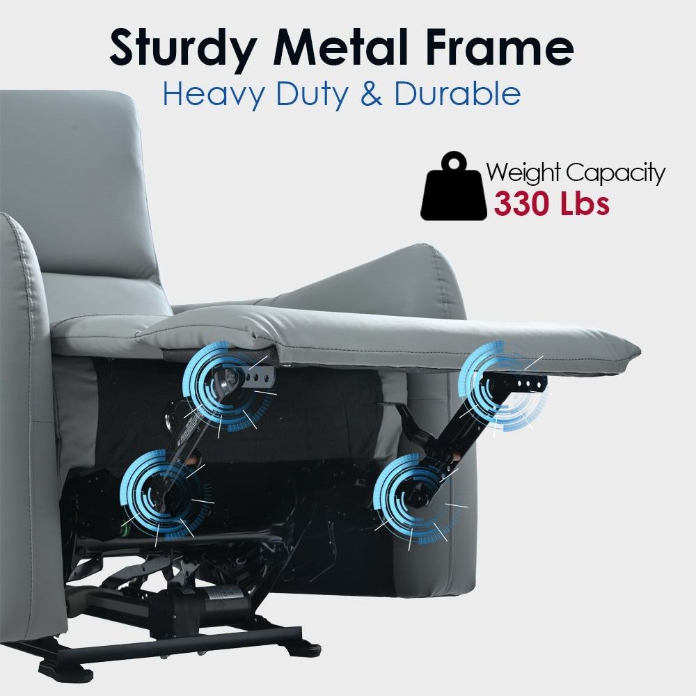 Fauteuil inclinable électrique en cuir synthétique avec ports USB et Type-C, capacité de charge de 150 kg, confortable pour les petits espaces