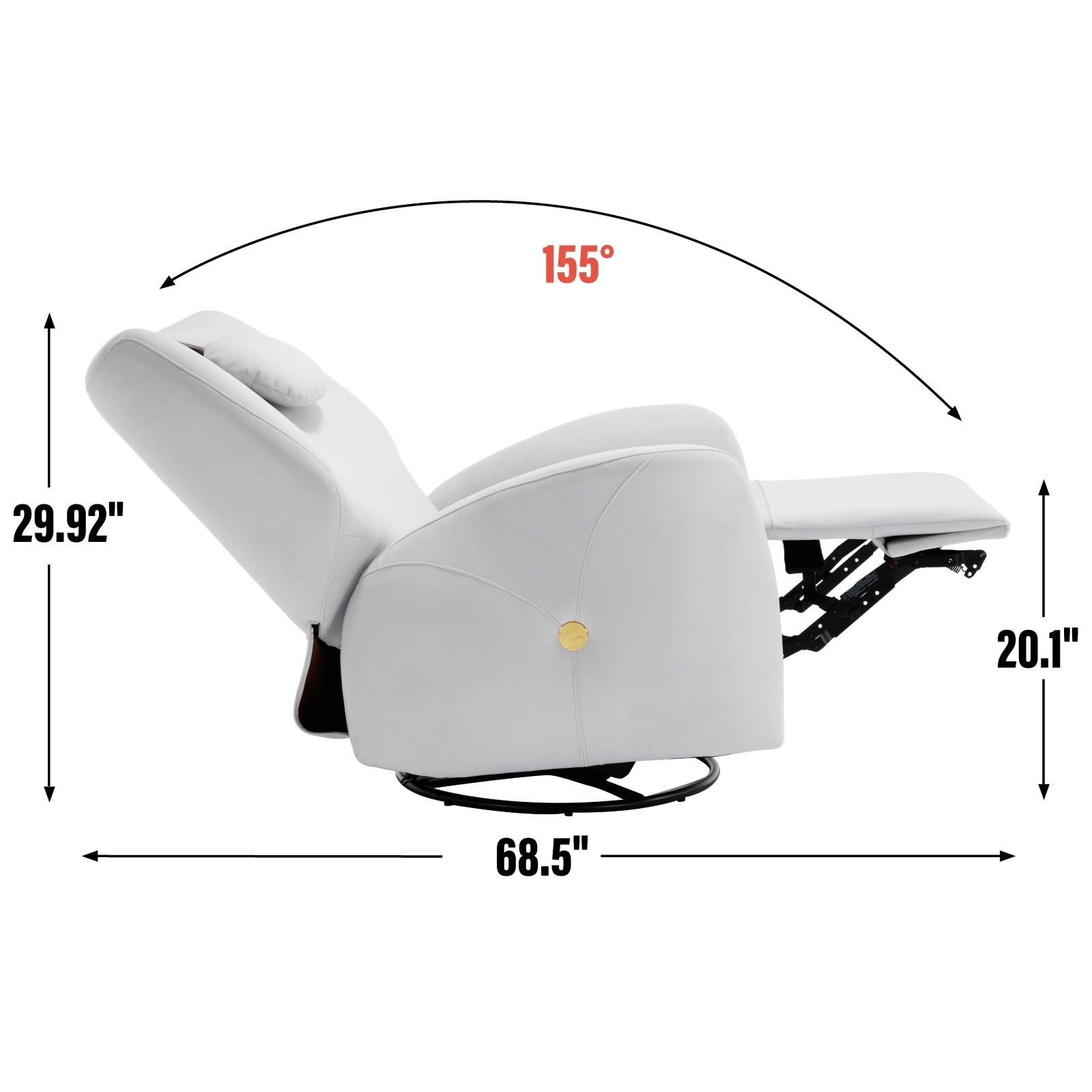 Fauteuil inclinable électrique pivotant à 270°, mouvement de bascule, support lombaire et cervical ergonomique, deux ports USB/Type-C