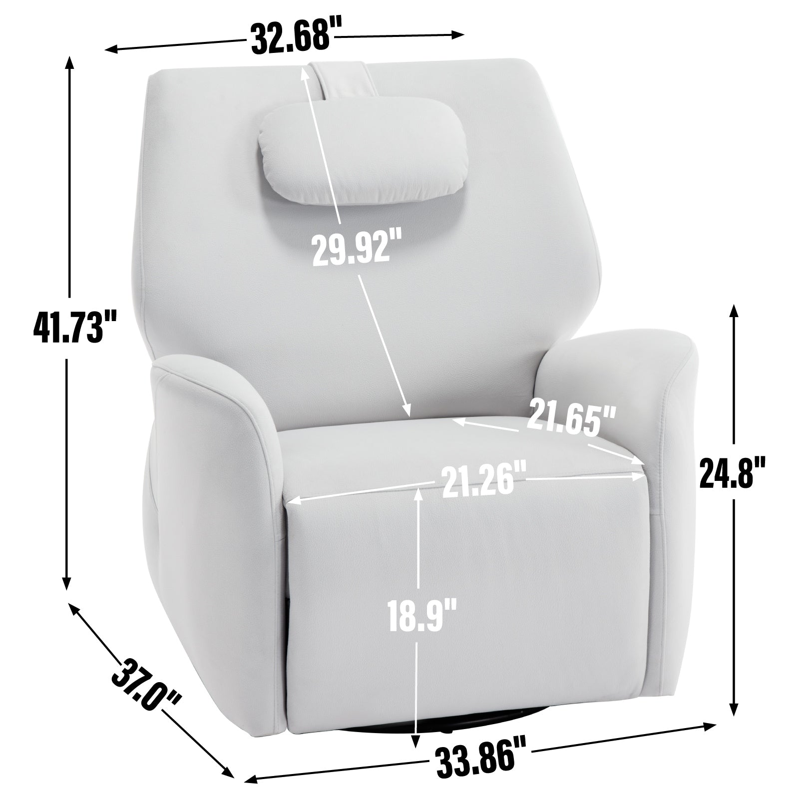 Fauteuil inclinable électrique pivotant à 270°, mouvement de bascule, support lombaire et cervical ergonomique, deux ports USB/Type-C