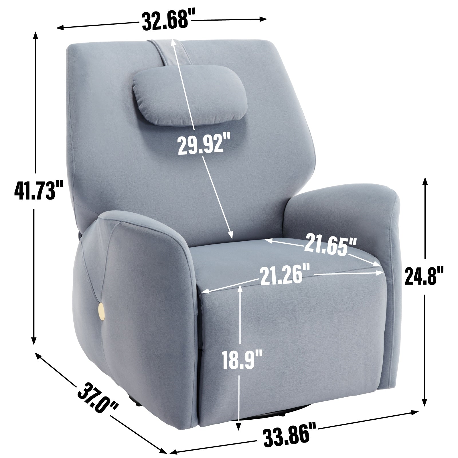 Fauteuil inclinable électrique pivotant à 270°, mouvement de bascule, support lombaire et cervical ergonomique, deux ports USB/Type-C