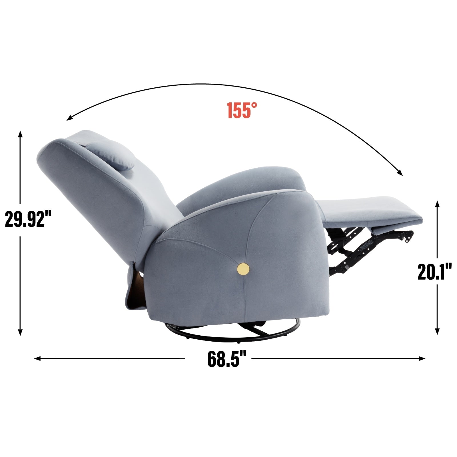 Fauteuil inclinable électrique pivotant à 270°, mouvement de bascule, support lombaire et cervical ergonomique, deux ports USB/Type-C