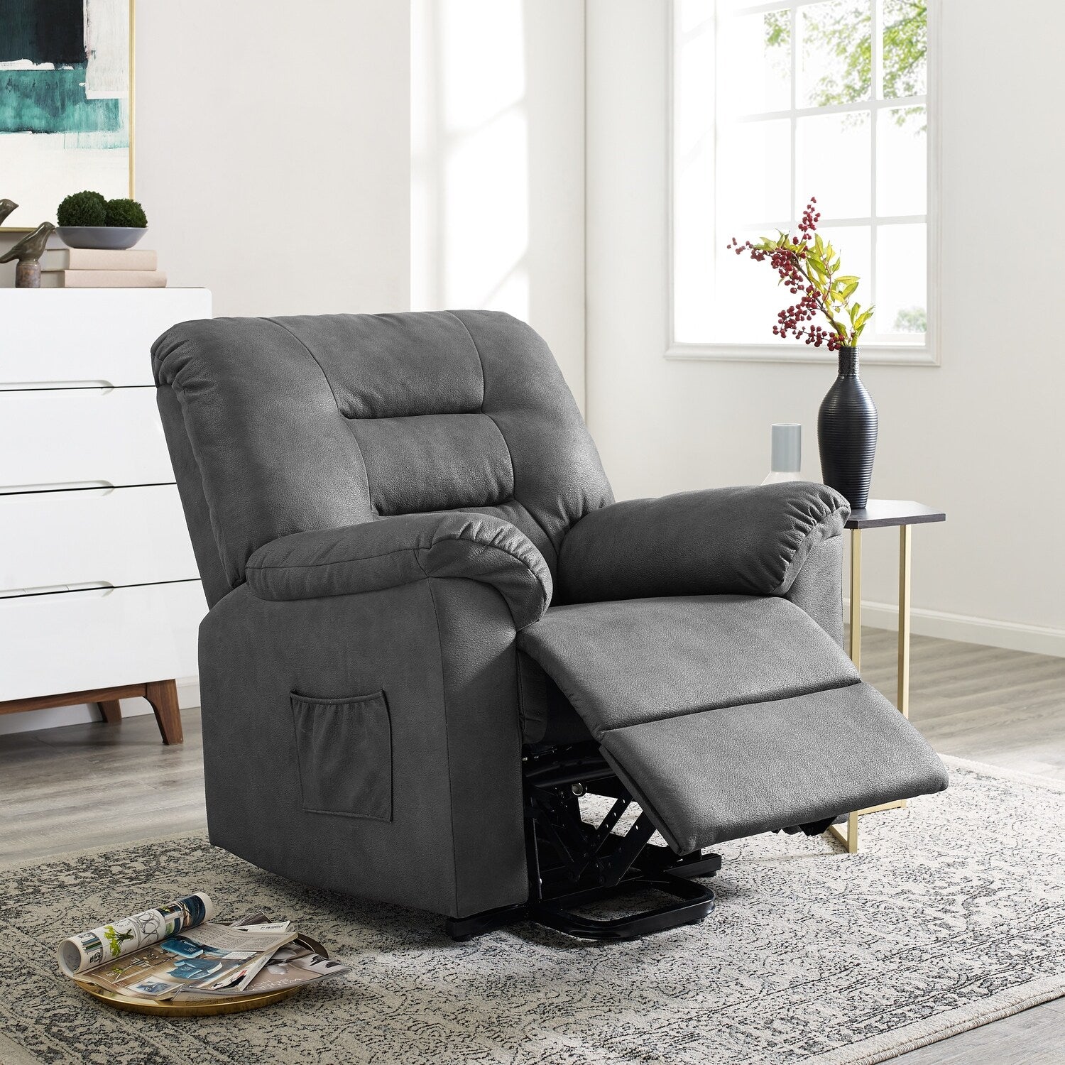 Fauteuil inclinable électrique avec releveur, fauteuil inclinable électrique avec télécommande, fauteuil inclinable électrique confortable pour personnes âgées