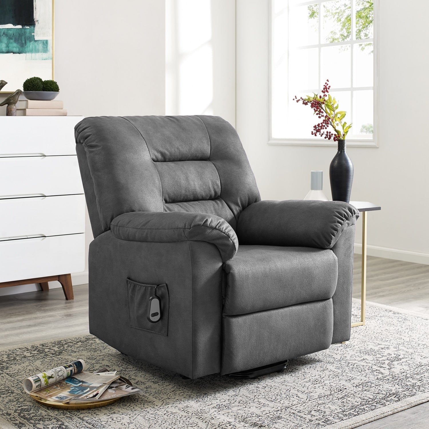 Fauteuil inclinable électrique avec releveur, fauteuil inclinable électrique avec télécommande, fauteuil inclinable électrique confortable pour personnes âgées