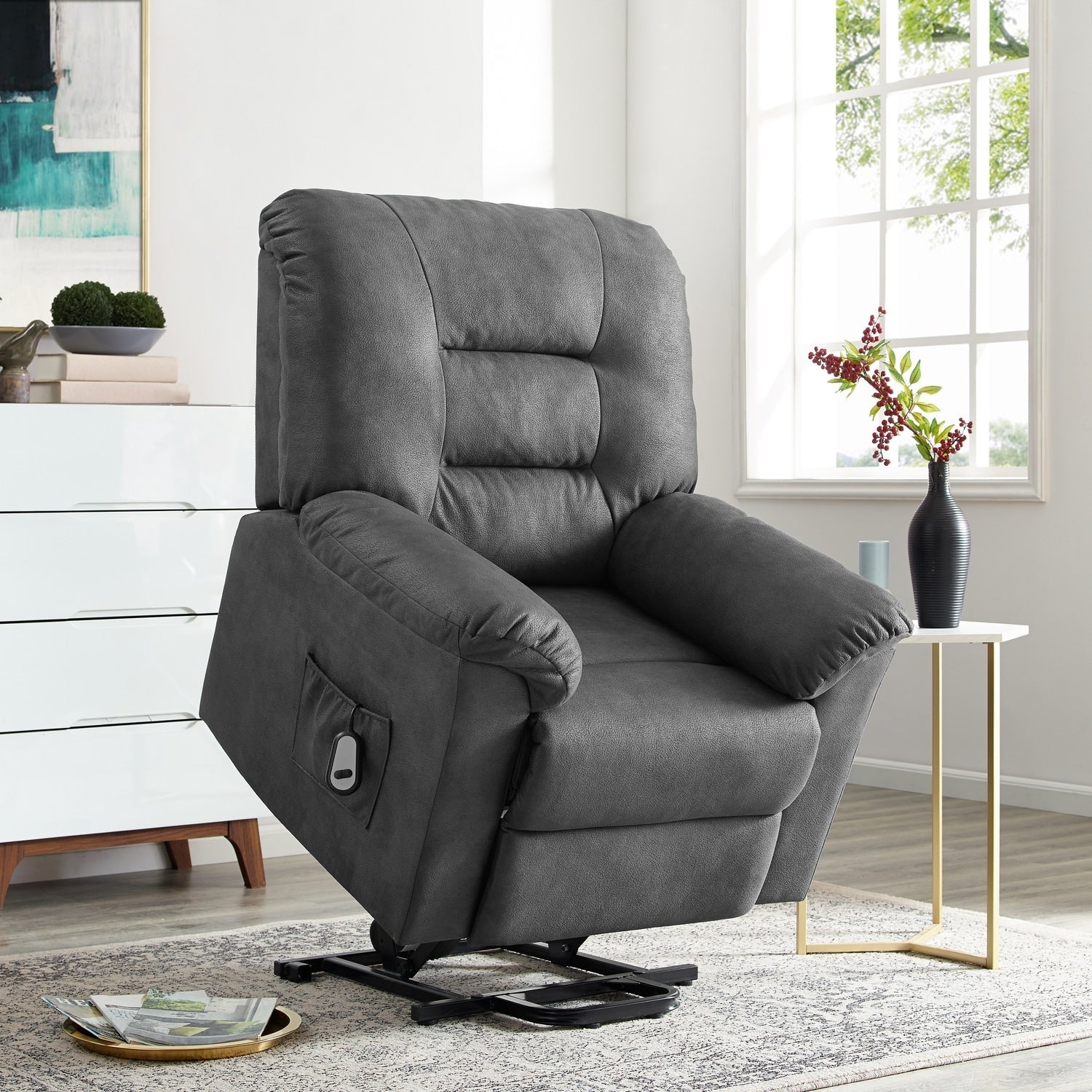 Fauteuil inclinable électrique avec releveur, fauteuil inclinable électrique avec télécommande, fauteuil inclinable électrique confortable pour personnes âgées