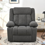 Fauteuil inclinable électrique pour personnes âgées, avec repose-pieds allongé, télécommande, poches latérales et 2 porte-gobelets.