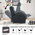 Fauteuil inclinable électrique pour personnes âgées, siège inclinable réglable avec poche latérale et télécommande.