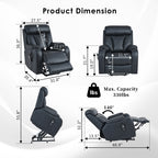 Fauteuil inclinable électrique pour personnes âgées, siège inclinable réglable avec poche latérale et télécommande.