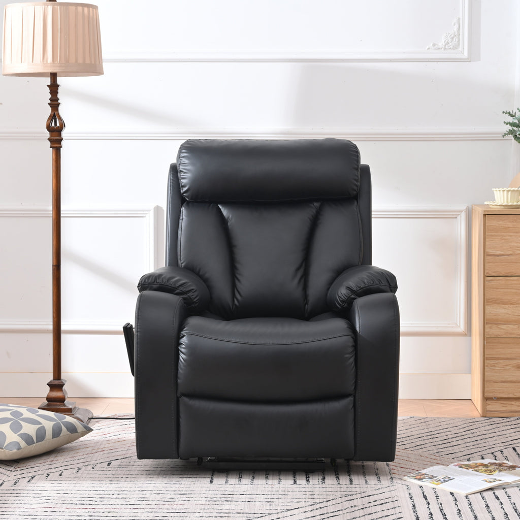 Fauteuil inclinable électrique pour personnes âgées, siège inclinable réglable avec poche latérale et télécommande.