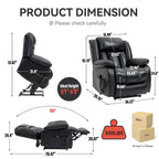 Fauteuil inclinable électrique avec deux moteurs, massage par vibrations à 8 points et chauffage lombaire