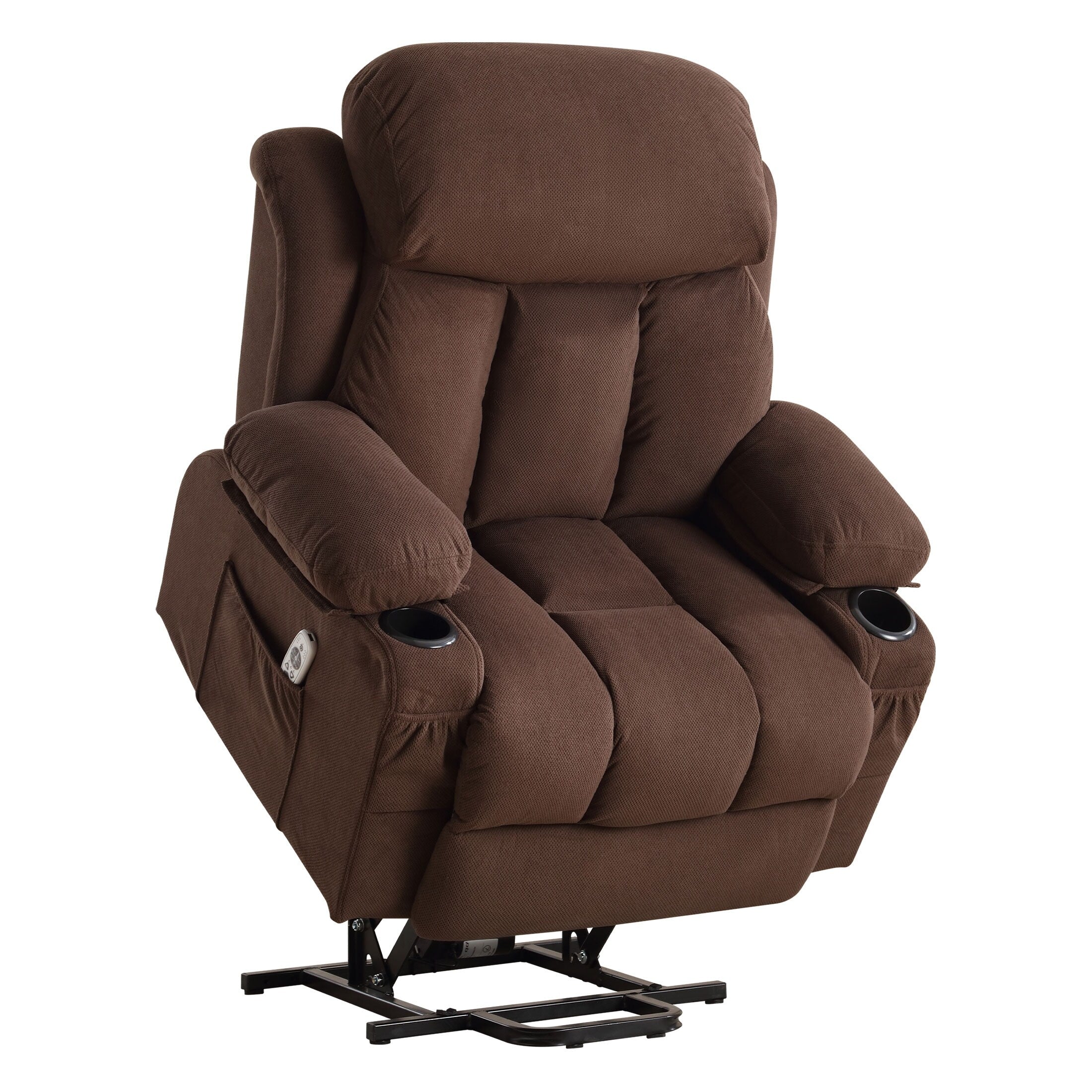 Fauteuil inclinable électrique avec chauffage et massage, chargement USB, télécommande et poches latérales pour personnes âgées