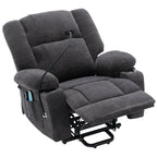 Fauteuil inclinable électrique avec massage, chauffage, support de téléphone 360°, poches latérales et porte-gobelets pour personnes âgées