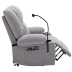 Fauteuil inclinable électrique avec massage, chauffage, support de téléphone 360°, poches latérales et porte-gobelets pour personnes âgées