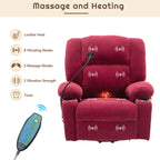 Fauteuil inclinable électrique avec massage, chauffage, support de téléphone 360°, poches latérales et porte-gobelets pour personnes âgées