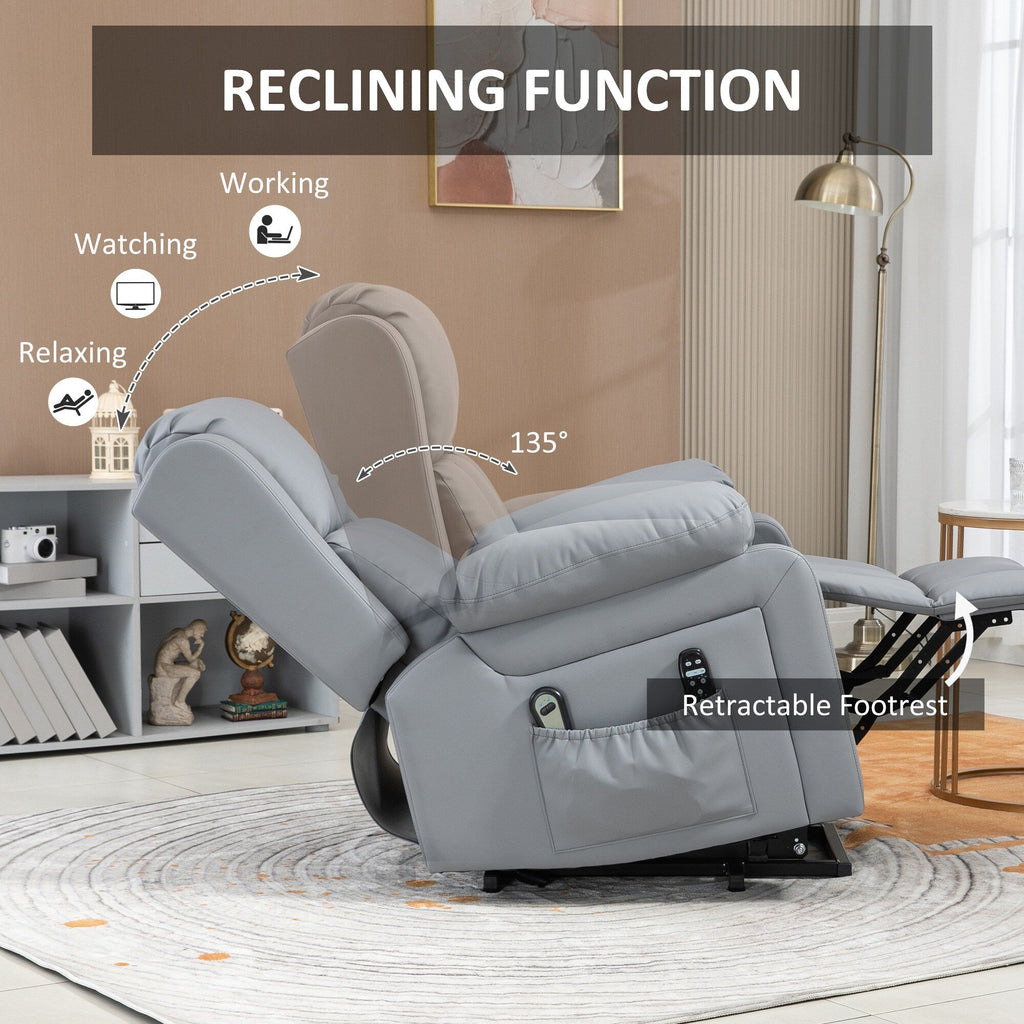 Fauteuil inclinable électrique avec massage par vibration, chauffage, télécommande et poches latérales