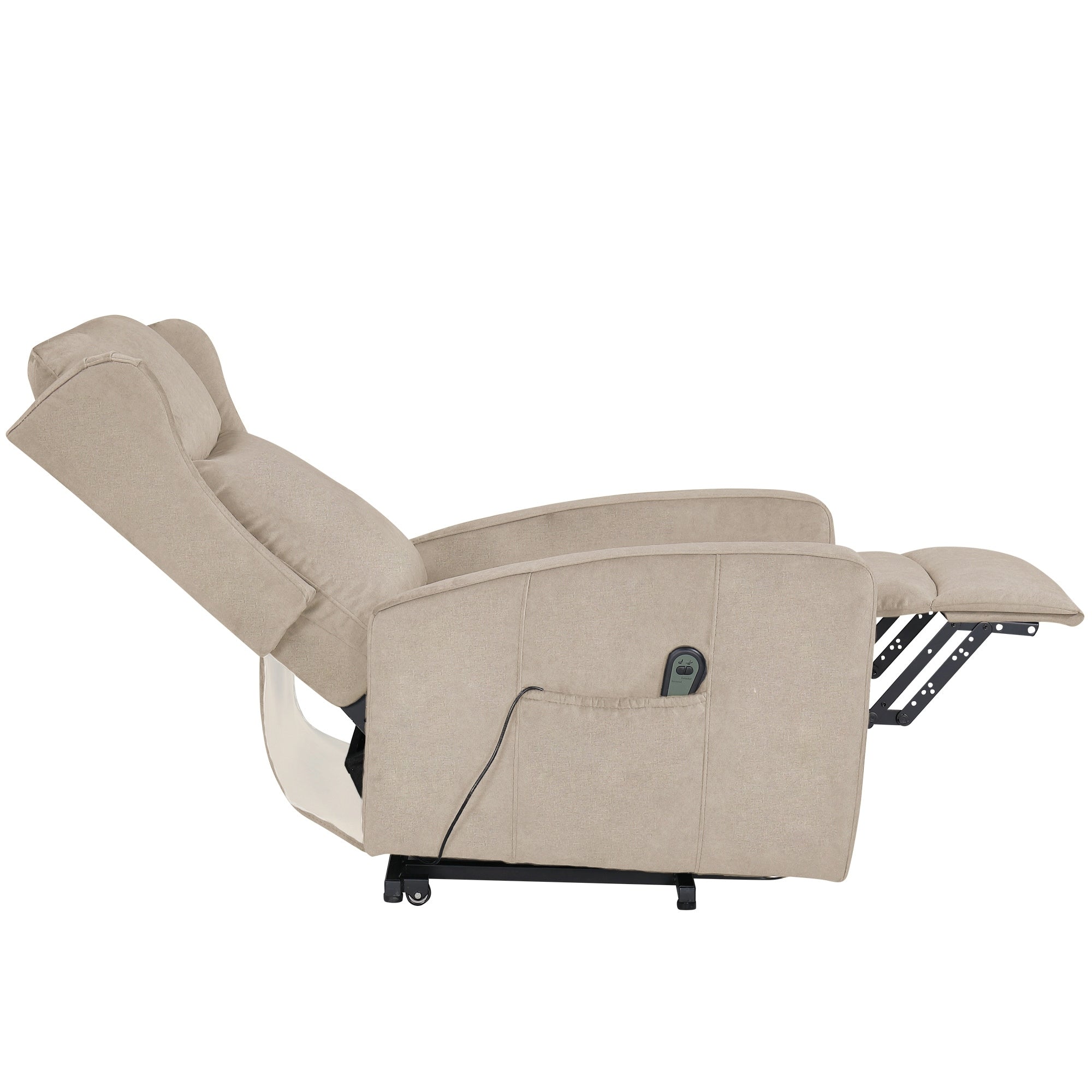 Fauteuil inclinable électrique avec télécommande, soutien confortable du dos, des lombaires et des jambes, aide à la station debout, poche latérale