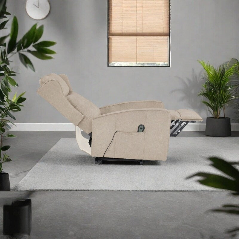 Fauteuil inclinable électrique avec télécommande, soutien confortable du dos, des lombaires et des jambes, aide à la station debout, poche latérale