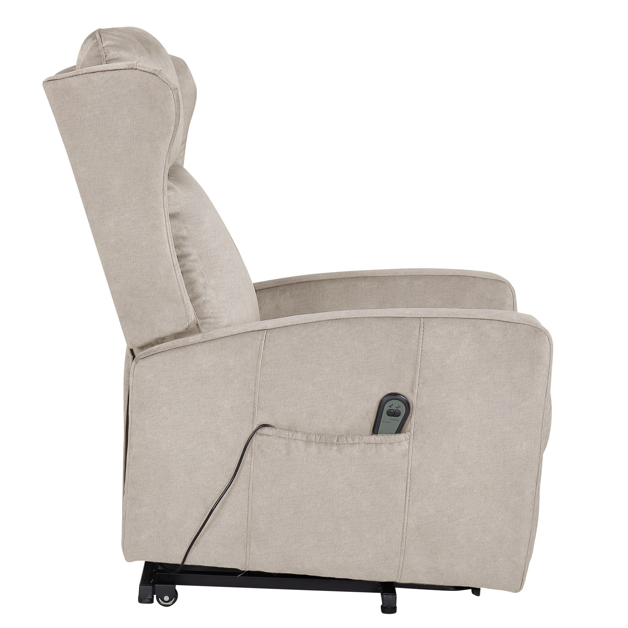 Fauteuil inclinable électrique avec télécommande, soutien confortable du dos, des lombaires et des jambes, aide à la station debout, poche latérale