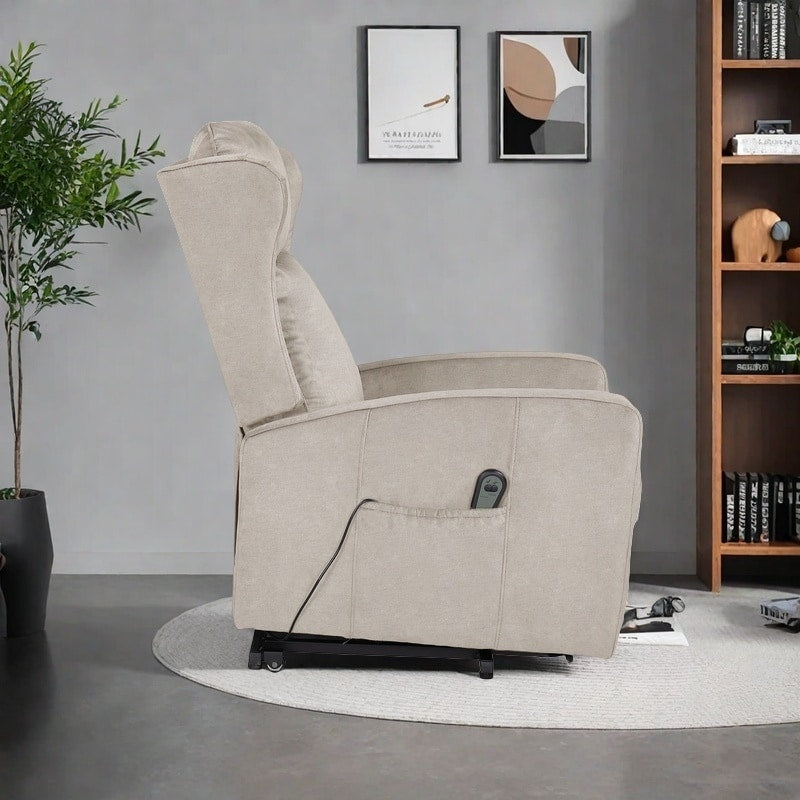 Fauteuil inclinable électrique avec télécommande, soutien confortable du dos, des lombaires et des jambes, aide à la station debout, poche latérale