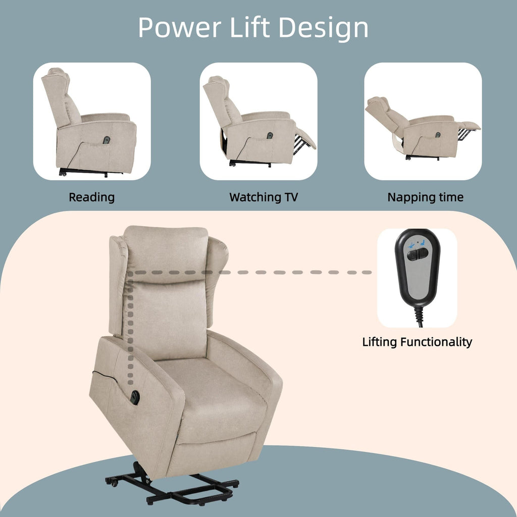 Fauteuil inclinable électrique avec télécommande, soutien confortable du dos, des lombaires et des jambes, aide à la station debout, poche latérale